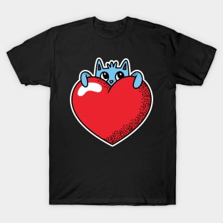 Cute Heart Cat Couple Love Valentines T-Shirt